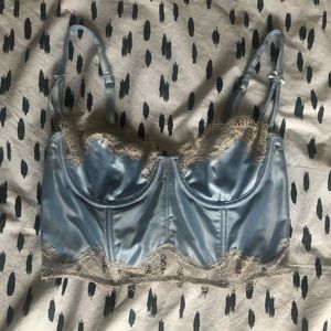Victorias Secret Baby Blue Lace Bustier Corset
